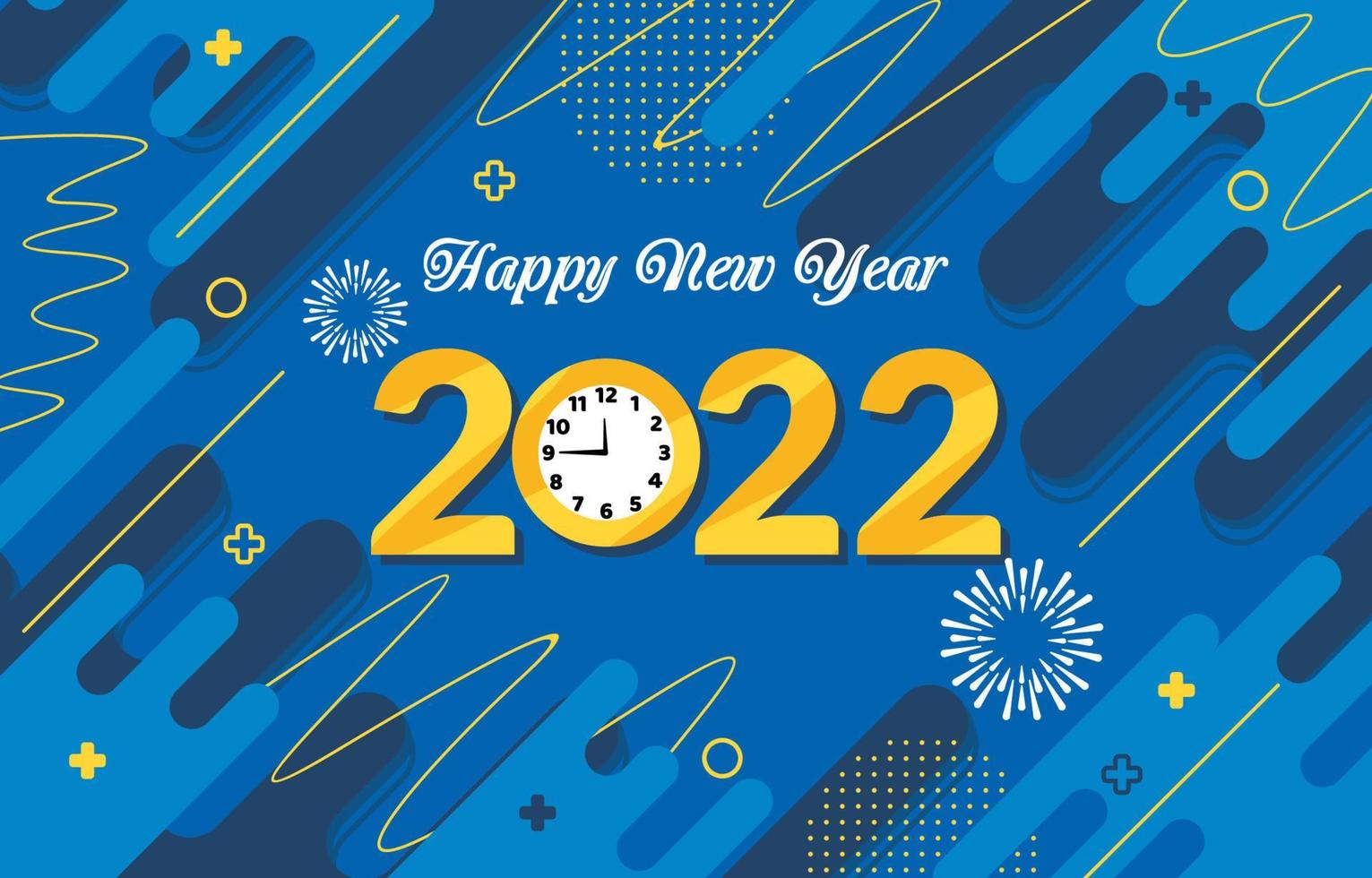 gelukkig nieuwjaar 2022 met blauwe achtergrond vector