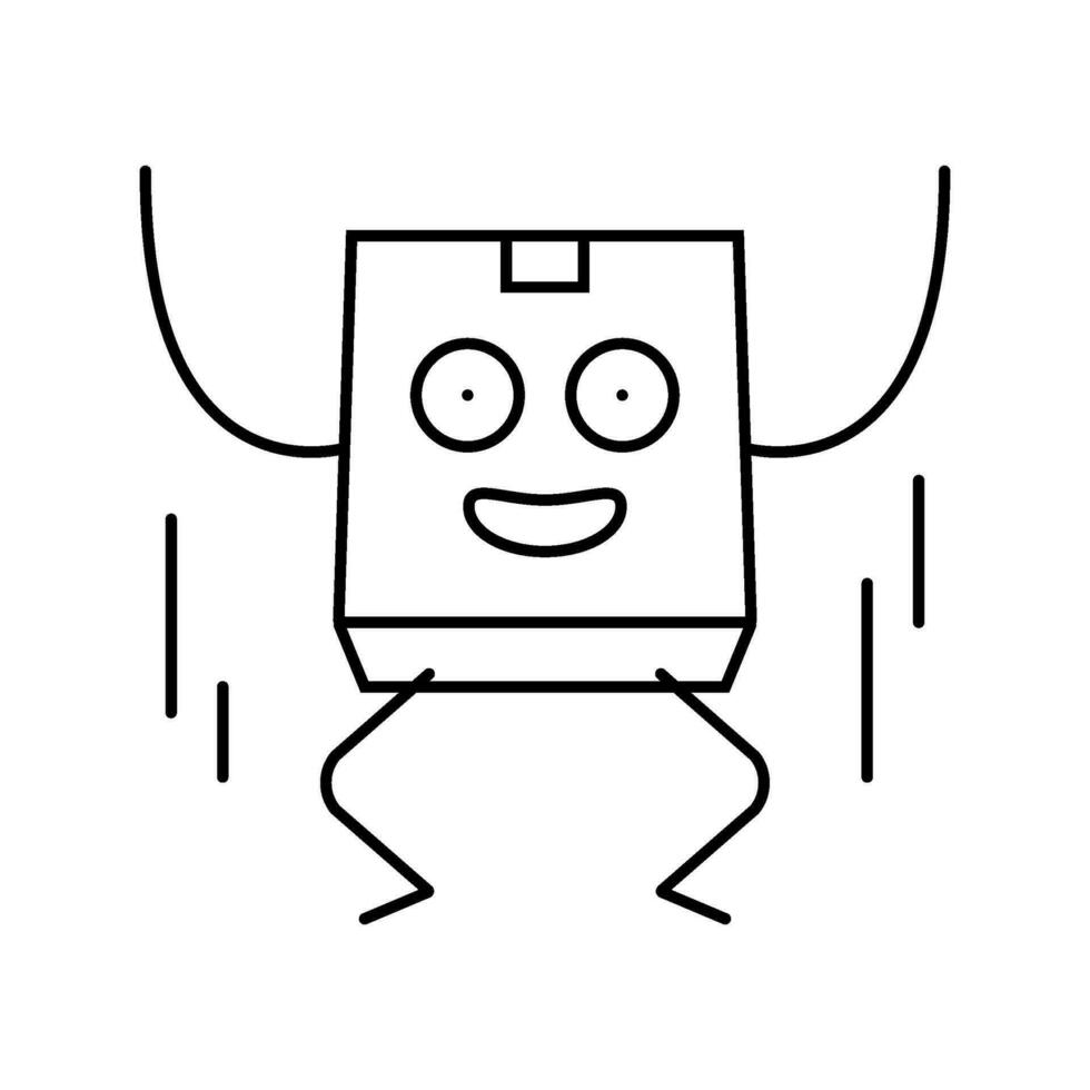 springen karton doos karakter lijn icoon vector illustratie