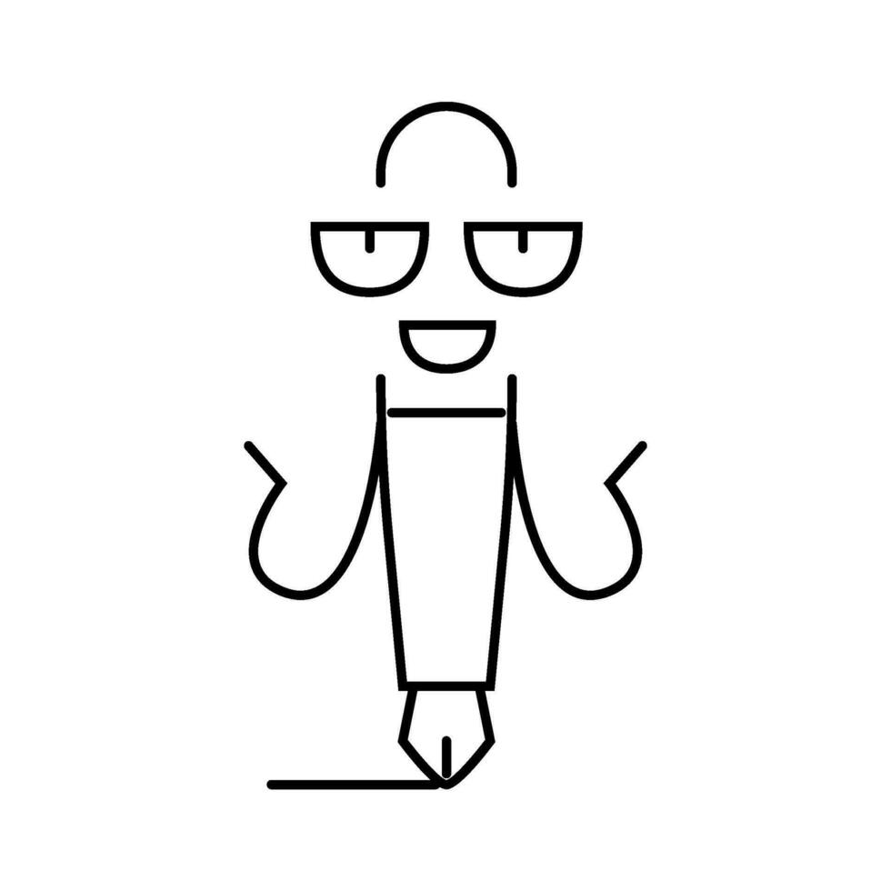 grappig pen karakter lijn icoon vector illustratie