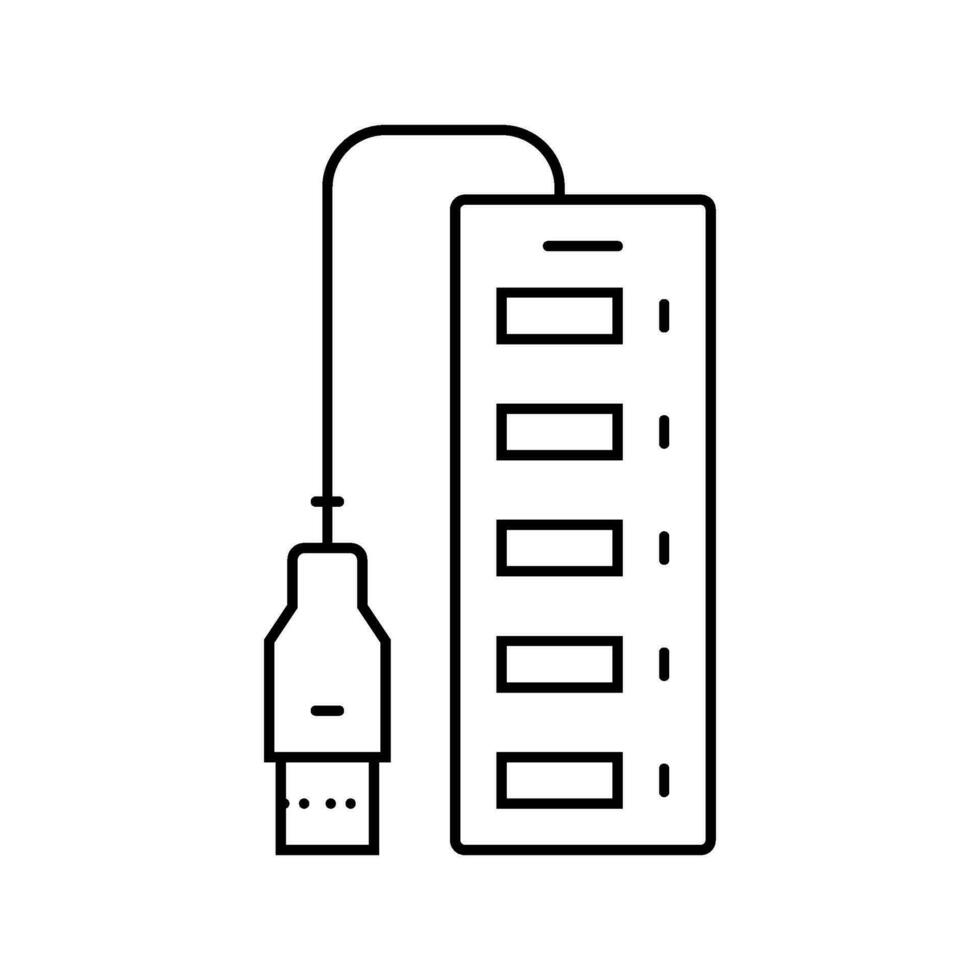 USB hub huis kantoor lijn icoon vector illustratie