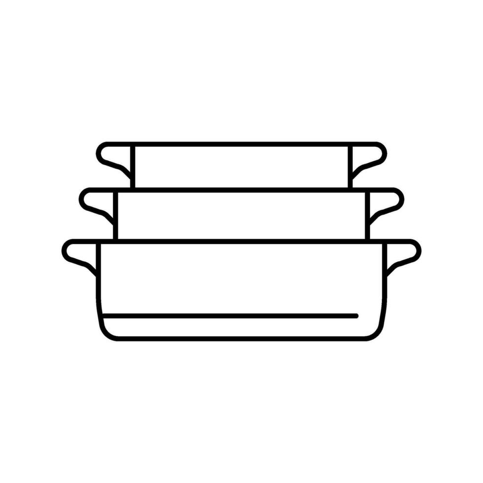 keramisch bakken schotel keuken kookgerei lijn icoon vector illustratie