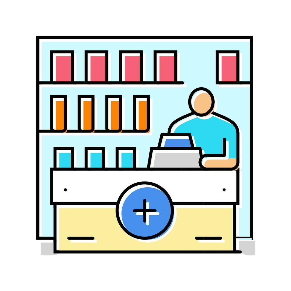 apotheek teller apotheker kleur icoon vector illustratie