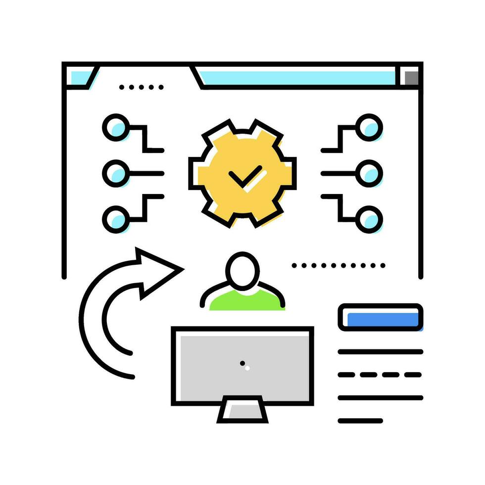 systeem evaluatie analist kleur icoon vector illustratie