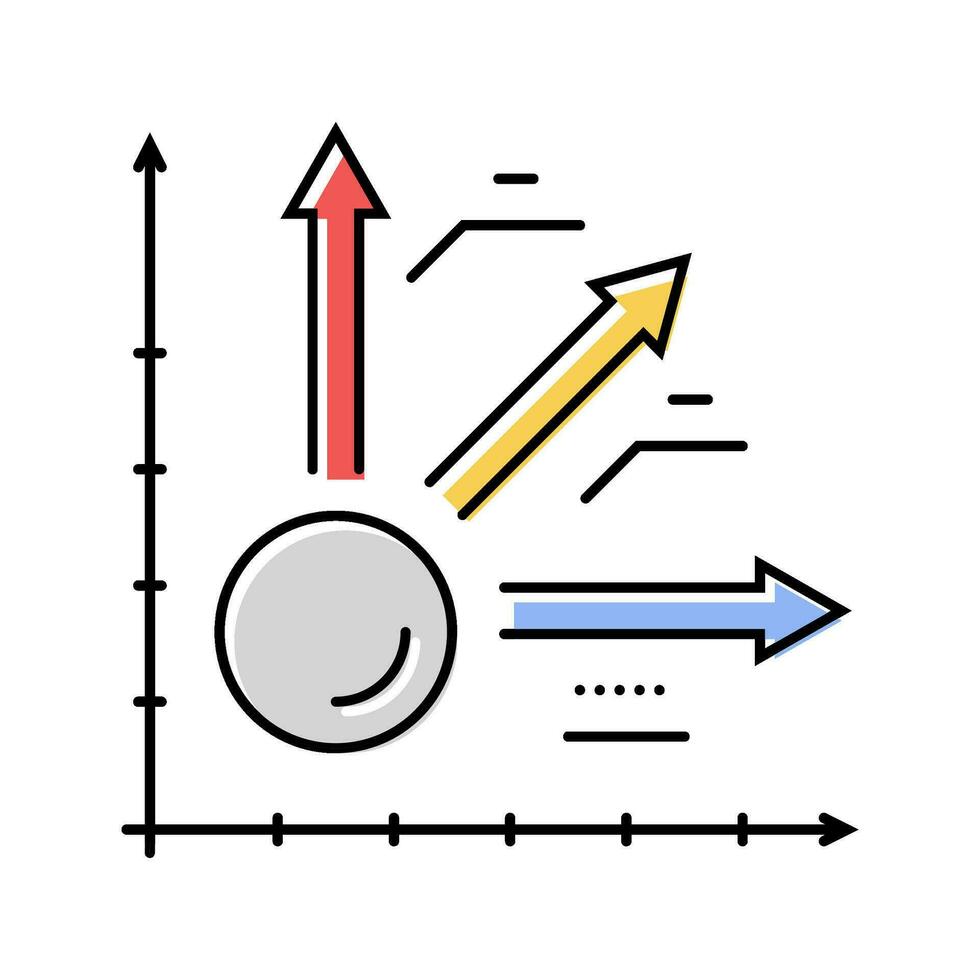 kinematica theorie mechanisch ingenieur kleur icoon vector illustratie