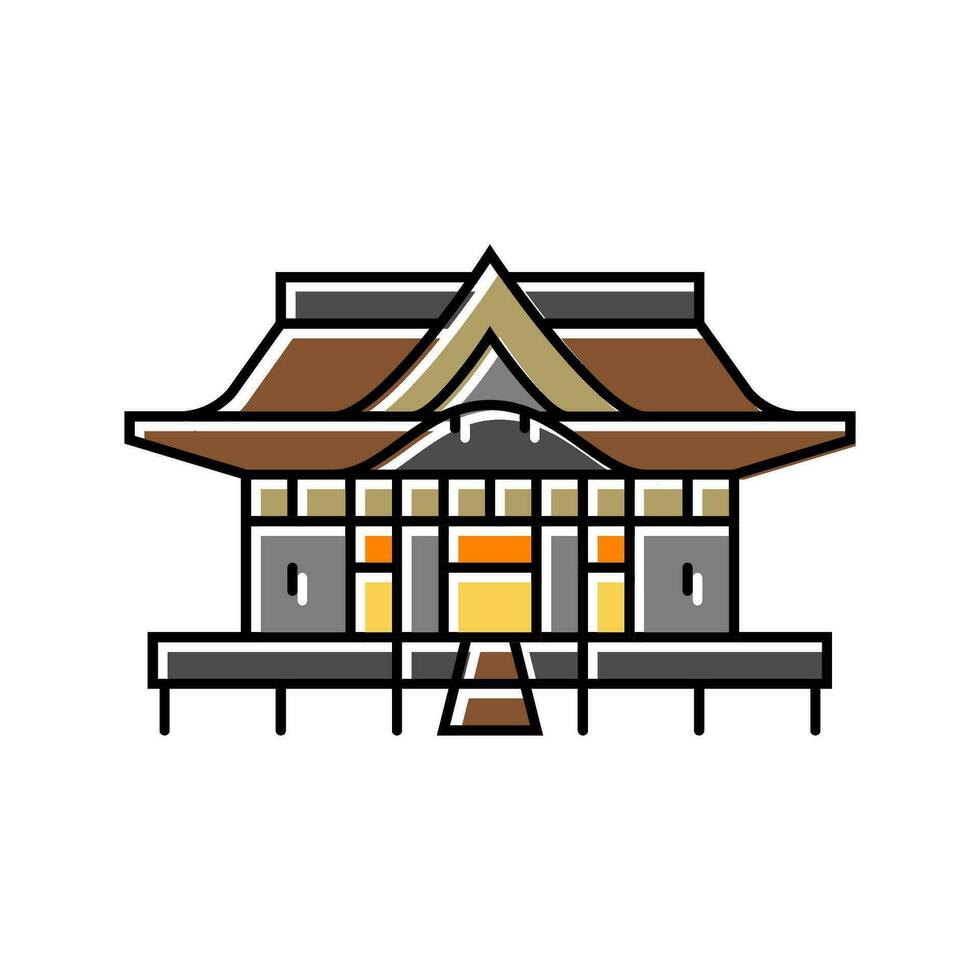 shinto altaar gebouw Shintoïsme kleur icoon vector illustratie