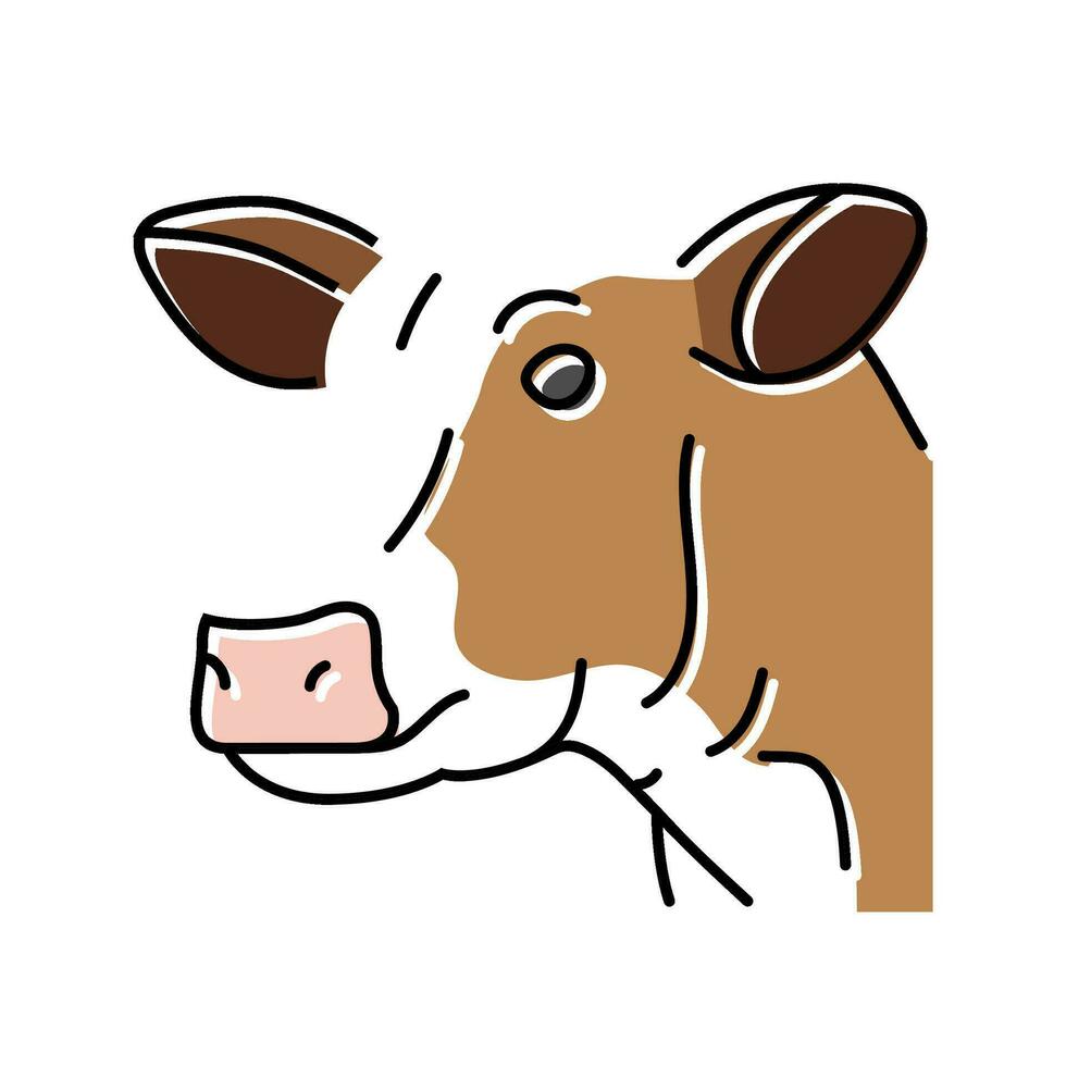 hoofd koe dier kleur icoon vector illustratie