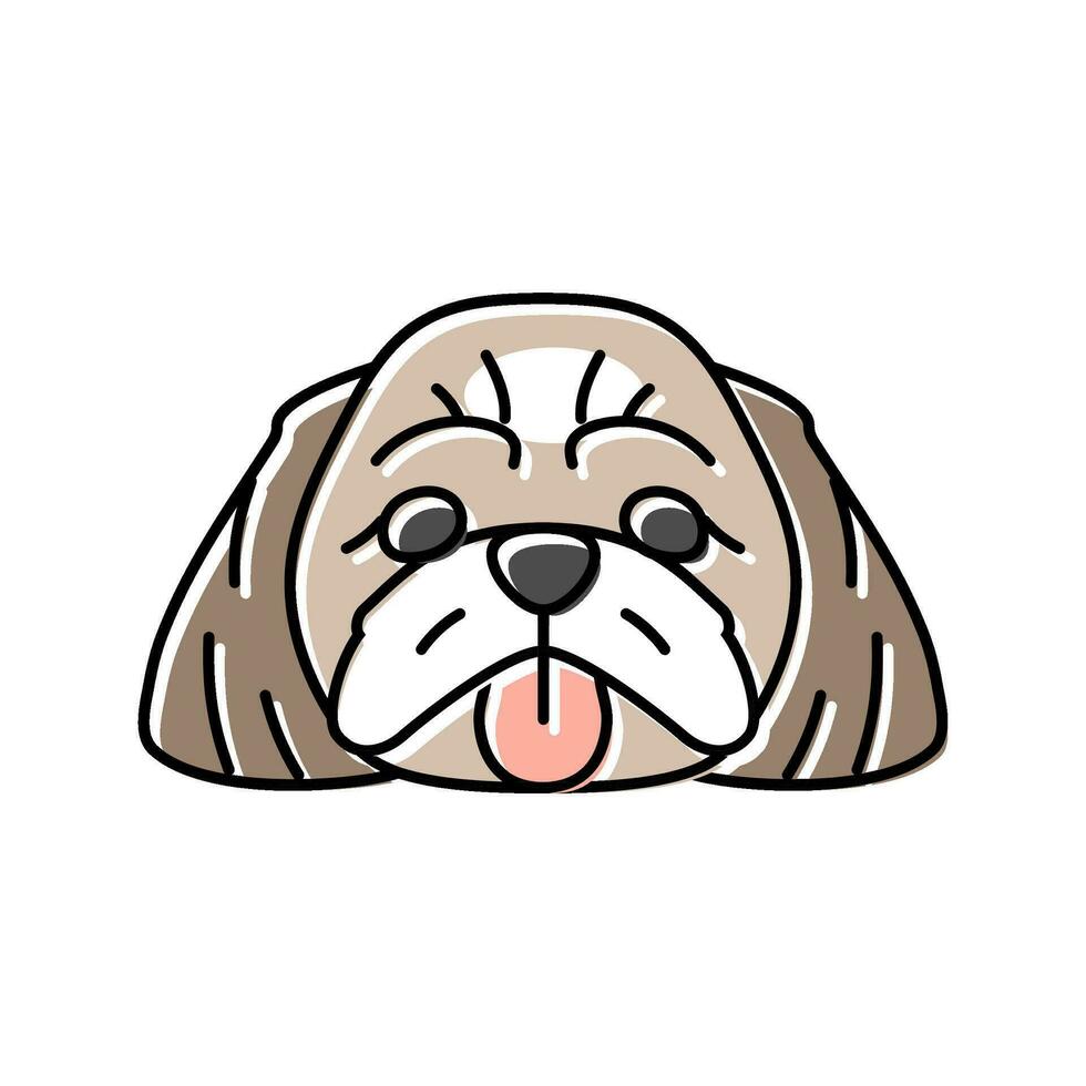 shih tzu hond puppy huisdier kleur icoon vector illustratie