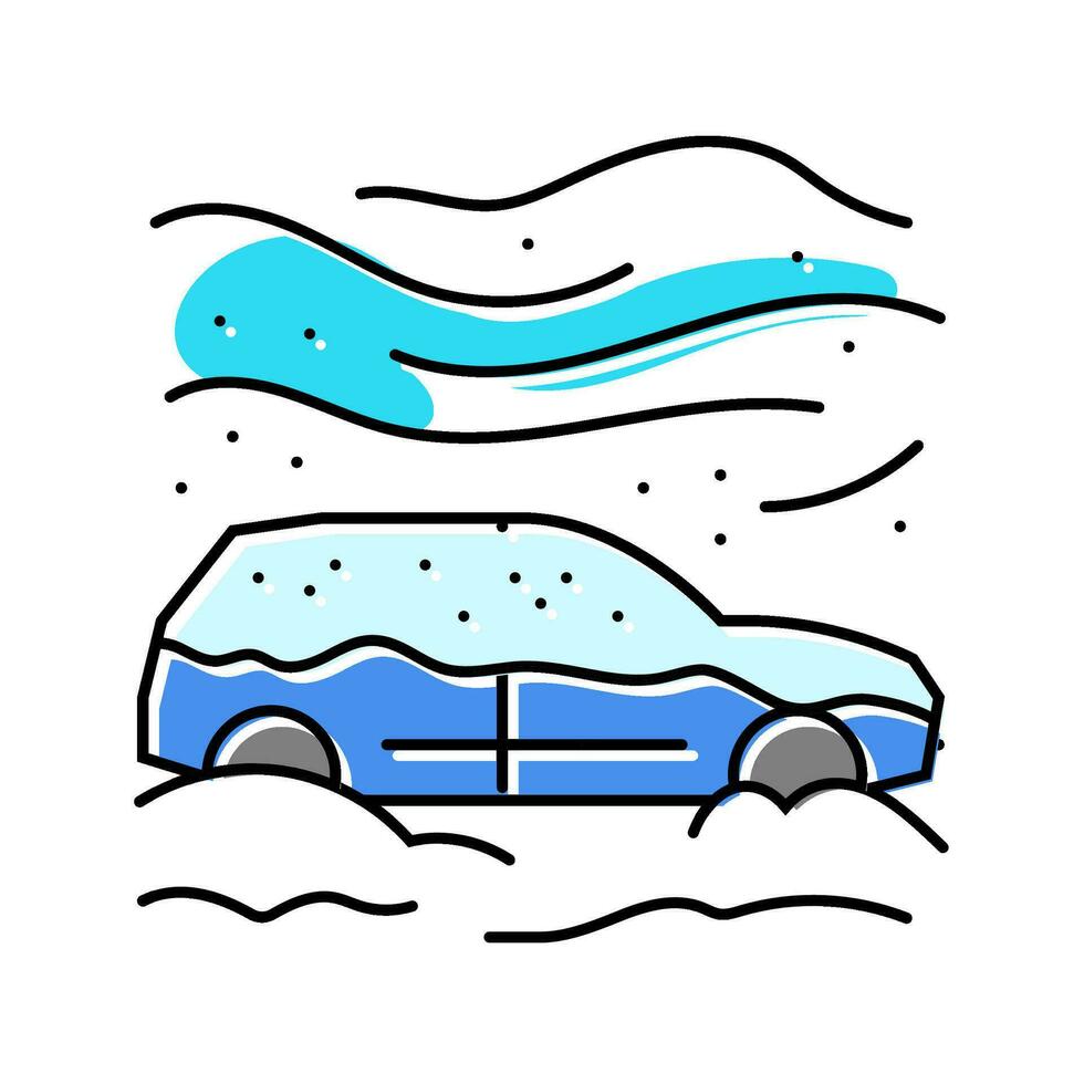 sneeuw gedekt auto winter seizoen kleur icoon vector illustratie