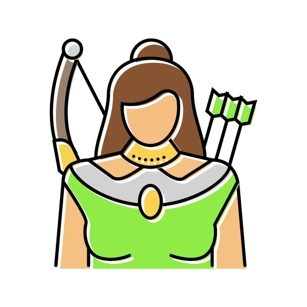Artemis Grieks god oude kleur icoon vector illustratie