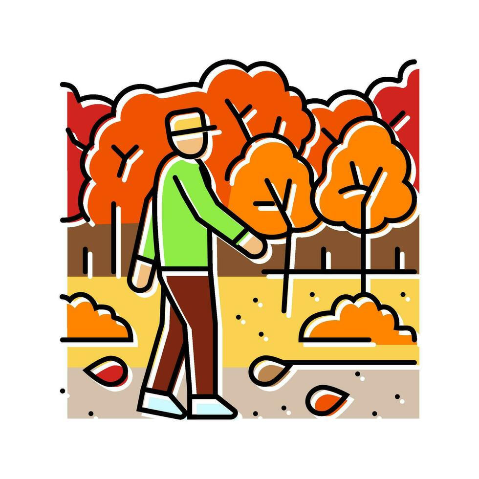 Woud wandelen herfst seizoen kleur icoon vector illustratie