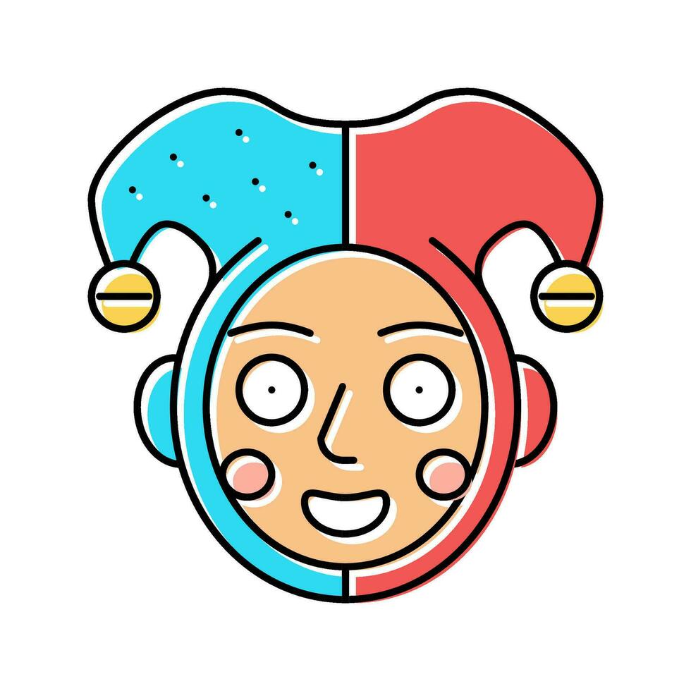 clown carnaval tonen kleur icoon vector illustratie
