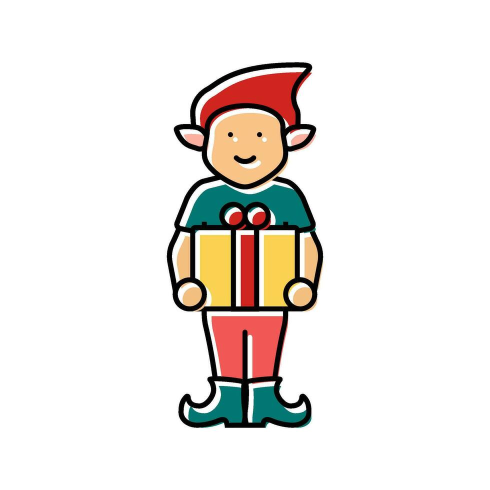 elf Kerstmis Kerstmis kleur icoon vector illustratie