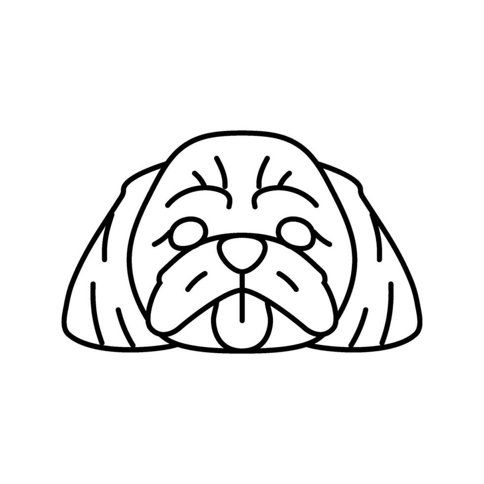 shih tzu hond puppy huisdier lijn icoon vector illustratie