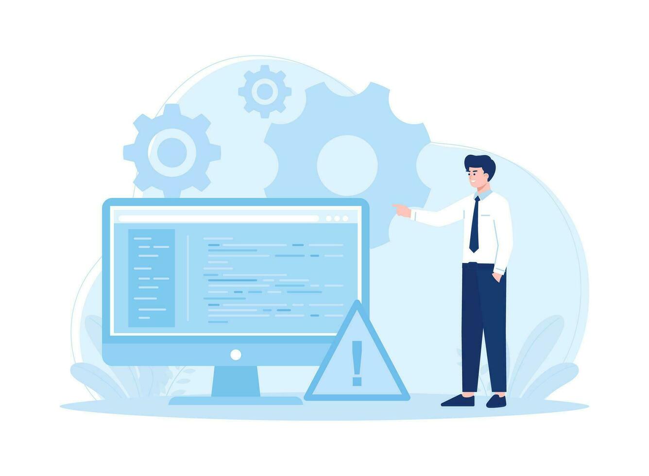 mensen tonen problemen in de wolk schijf online databank en informatie Aan de toezicht houden op scherm concept vlak illustratie vector