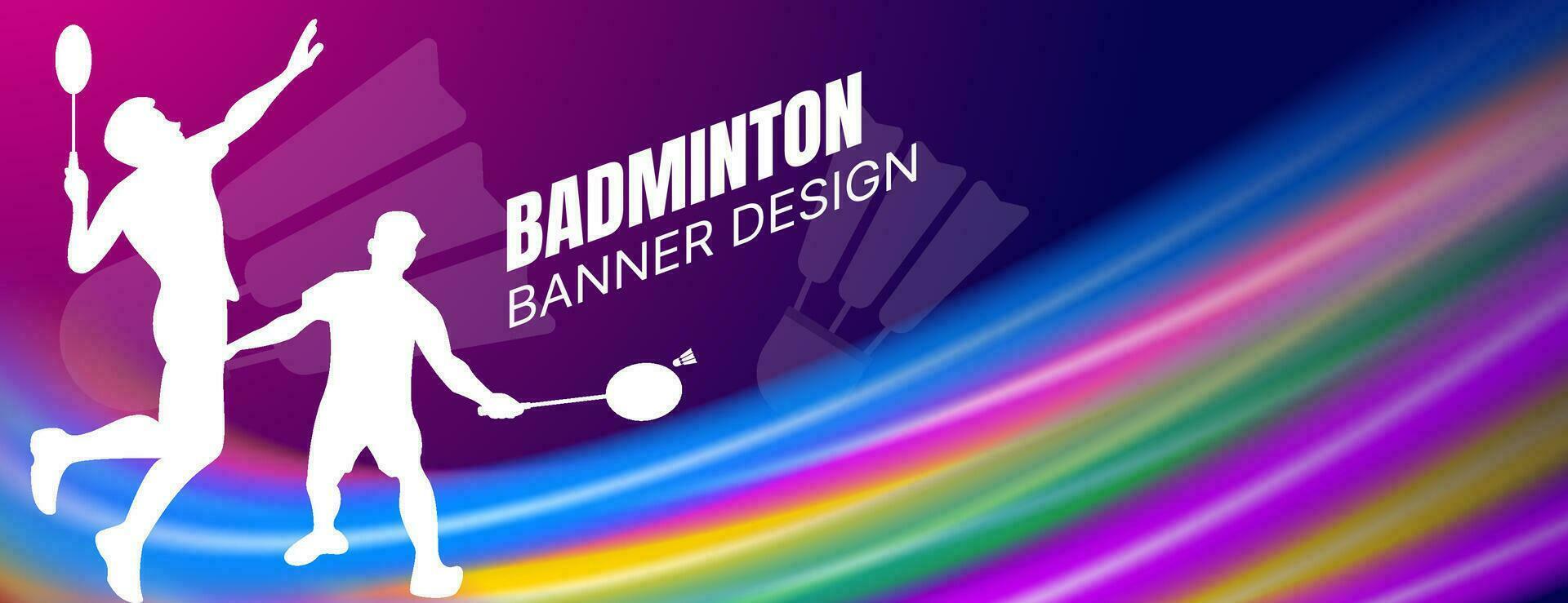 kleurrijk badminton wedstrijd banier ontwerp. sport vector illustratie