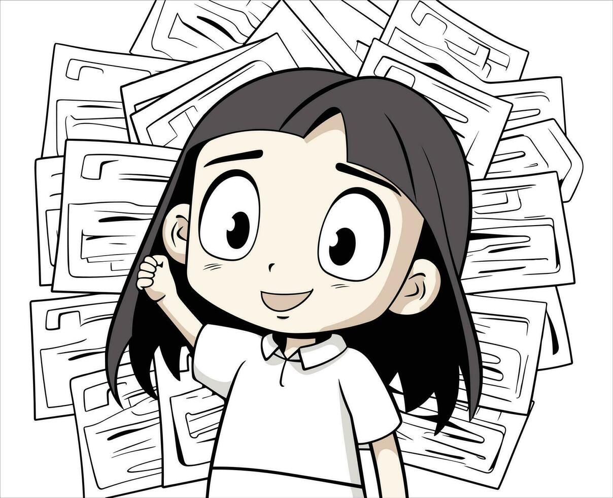 anime stijl meisje tekenfilm vector illustratie