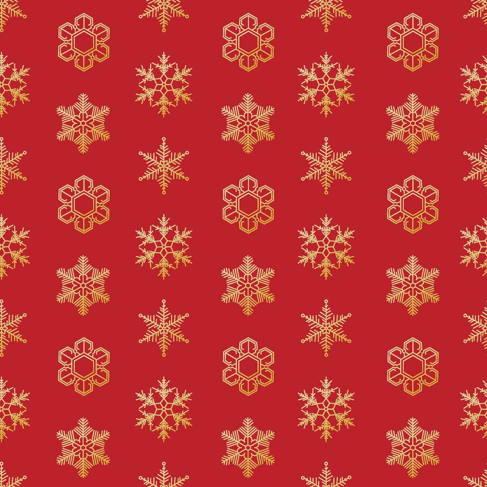 winter naadloos gouden sneeuwvlokken patroon Aan rood achtergrond. onderdompelen jezelf in de betoverend schoonheid van winter met deze boeiend vector illustratie van een naadloos patroon versierd met sneeuwvlokken