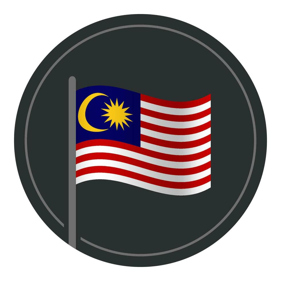 abstract Maleisië vlag vlak icoon in cirkel geïsoleerd Aan wit achtergrond vector