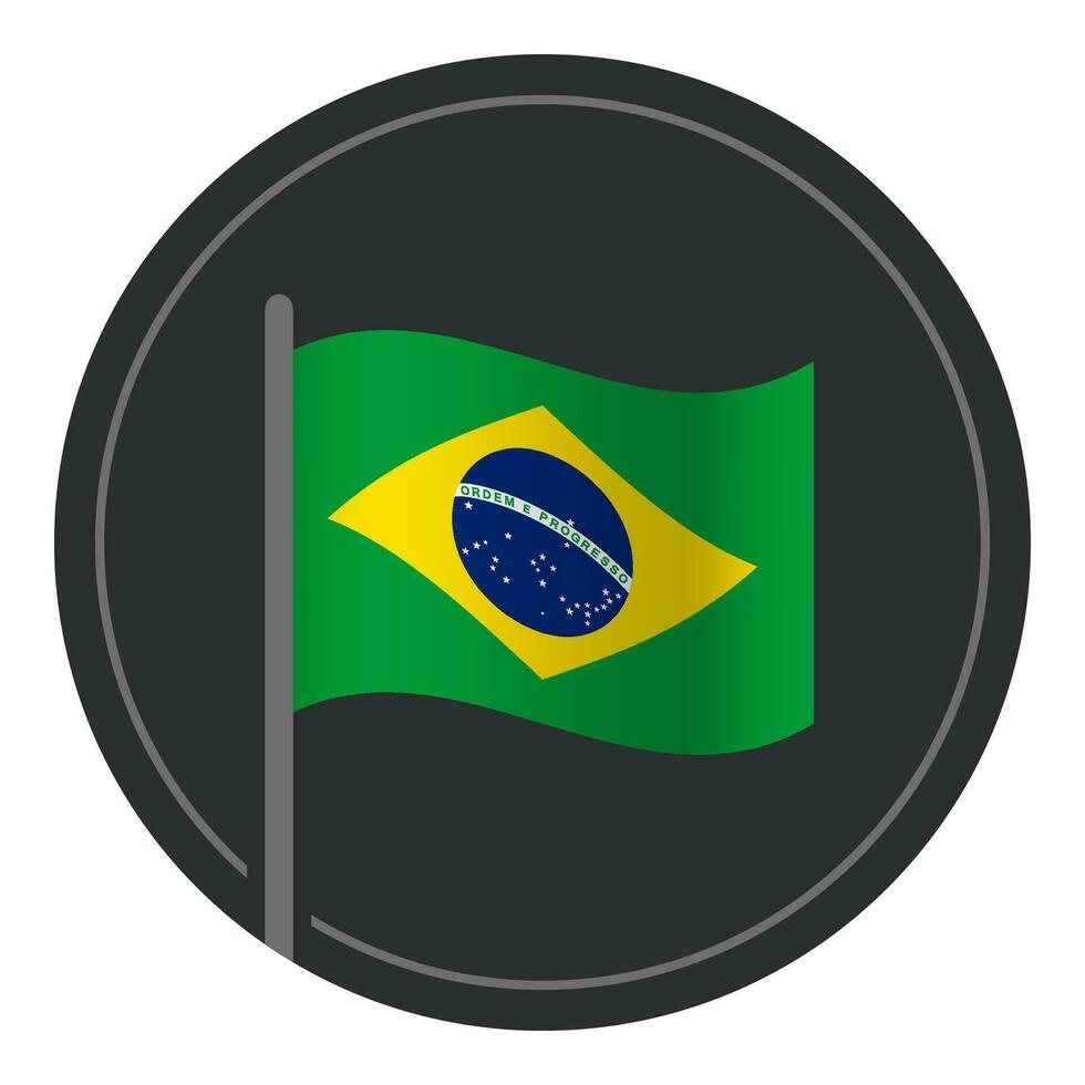 abstract Brazilië vlag vlak icoon in cirkel geïsoleerd Aan wit achtergrond vector