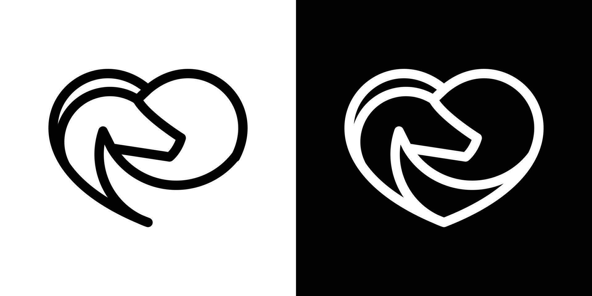 logo ontwerp paard en liefde icoon vector minimalistische inspiratie
