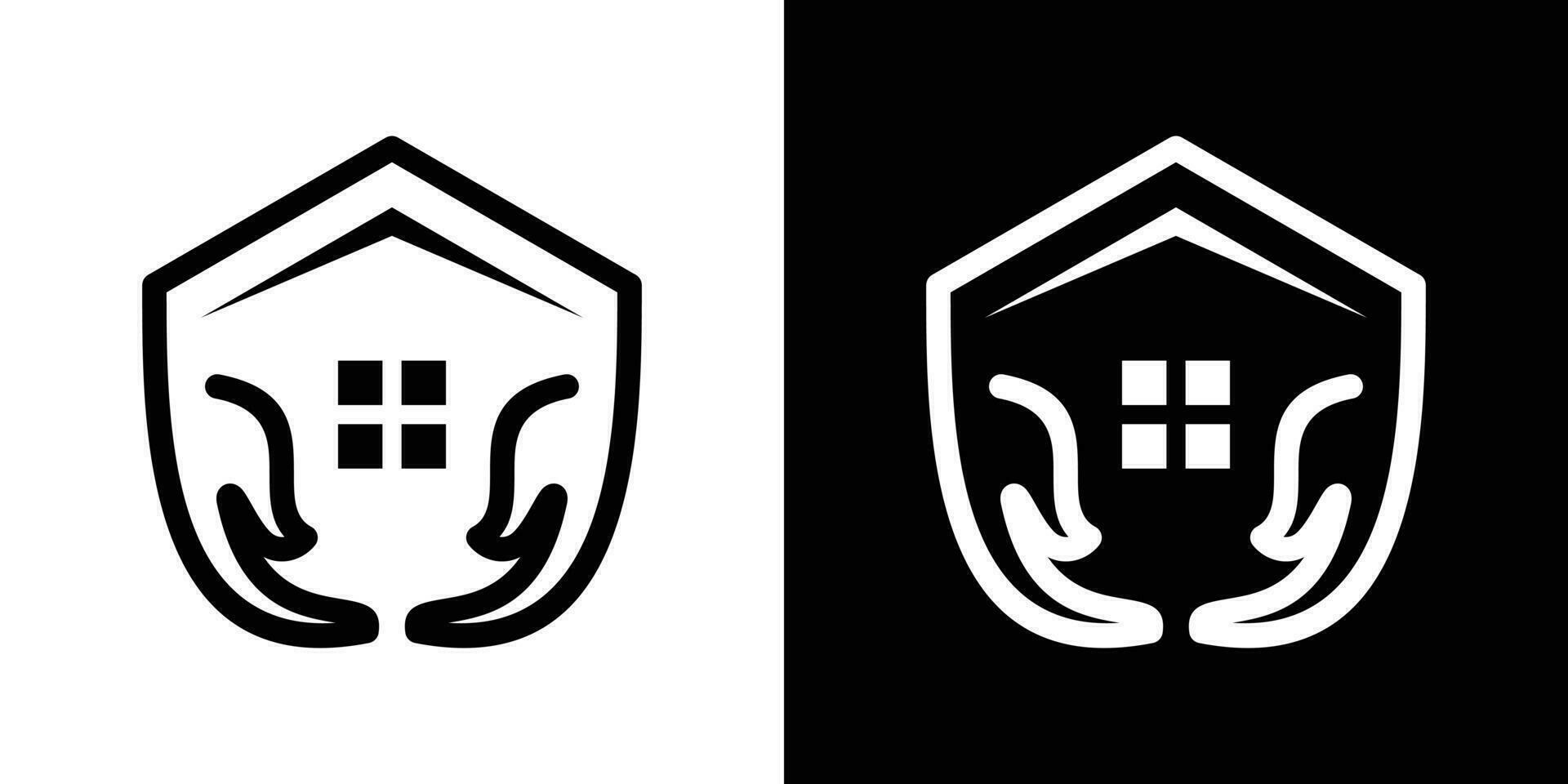 logo ontwerp hand- en huis minimalistische icoon vector illustratie