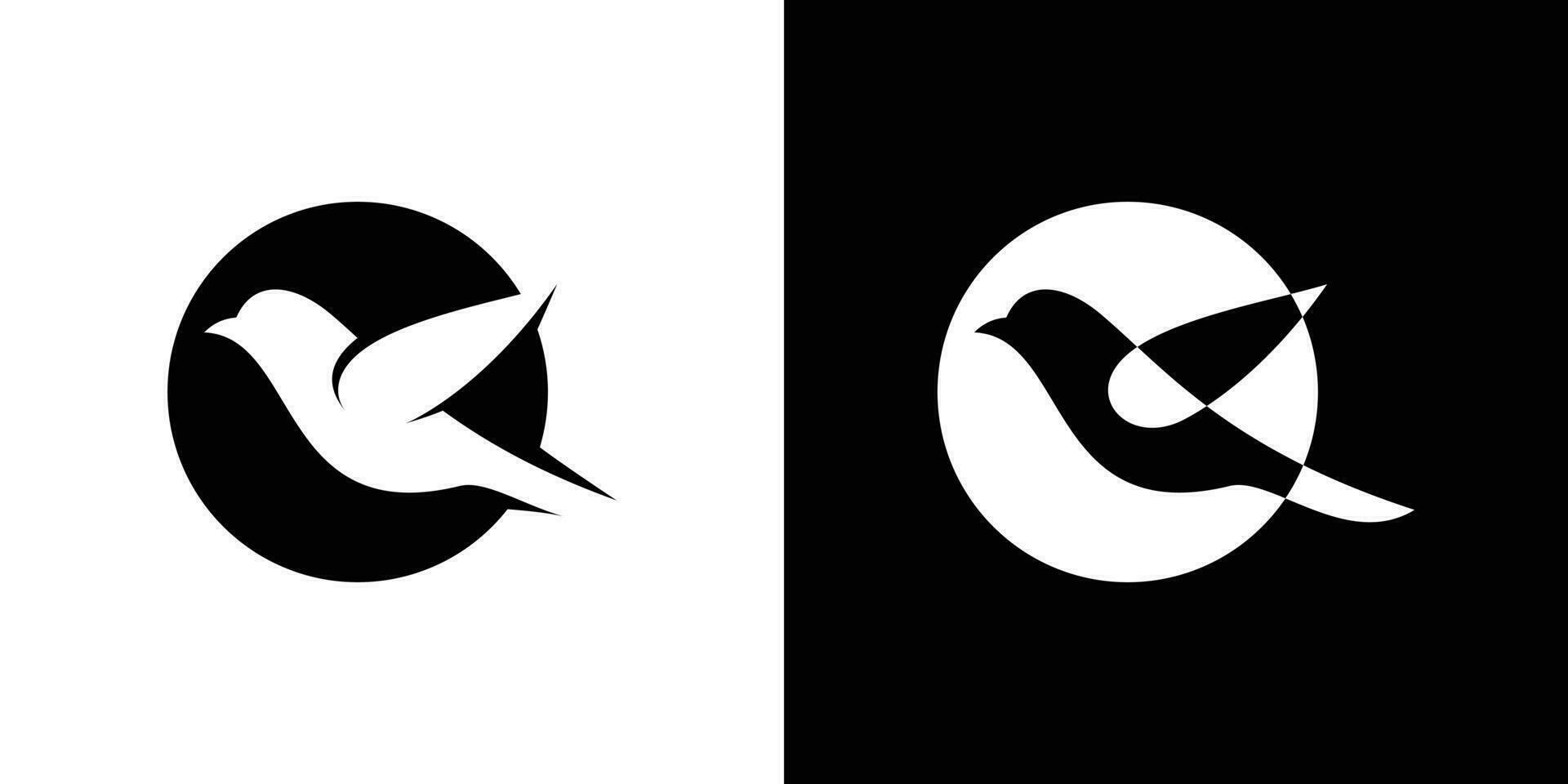 logo ontwerp vogel in cirkel icoon vector element negatief ruimte