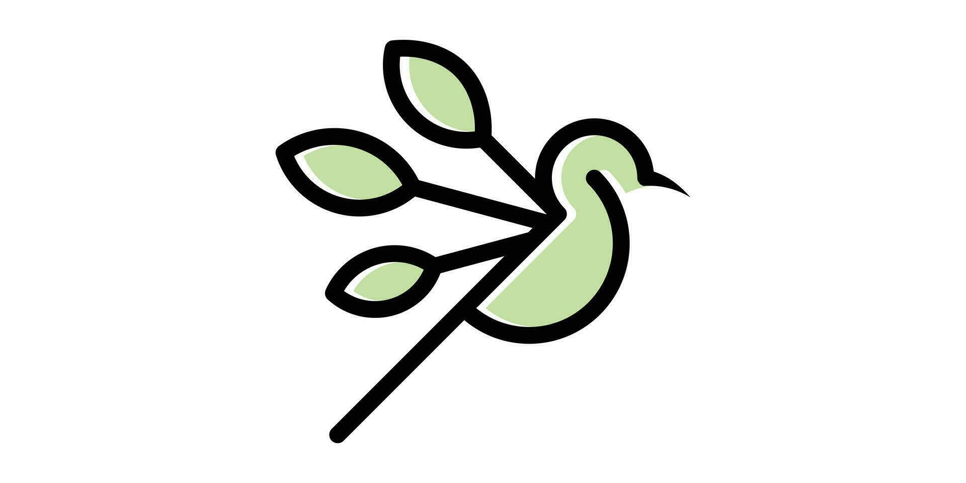 logo ontwerp vogel en blad icoon vector natuur illustratie