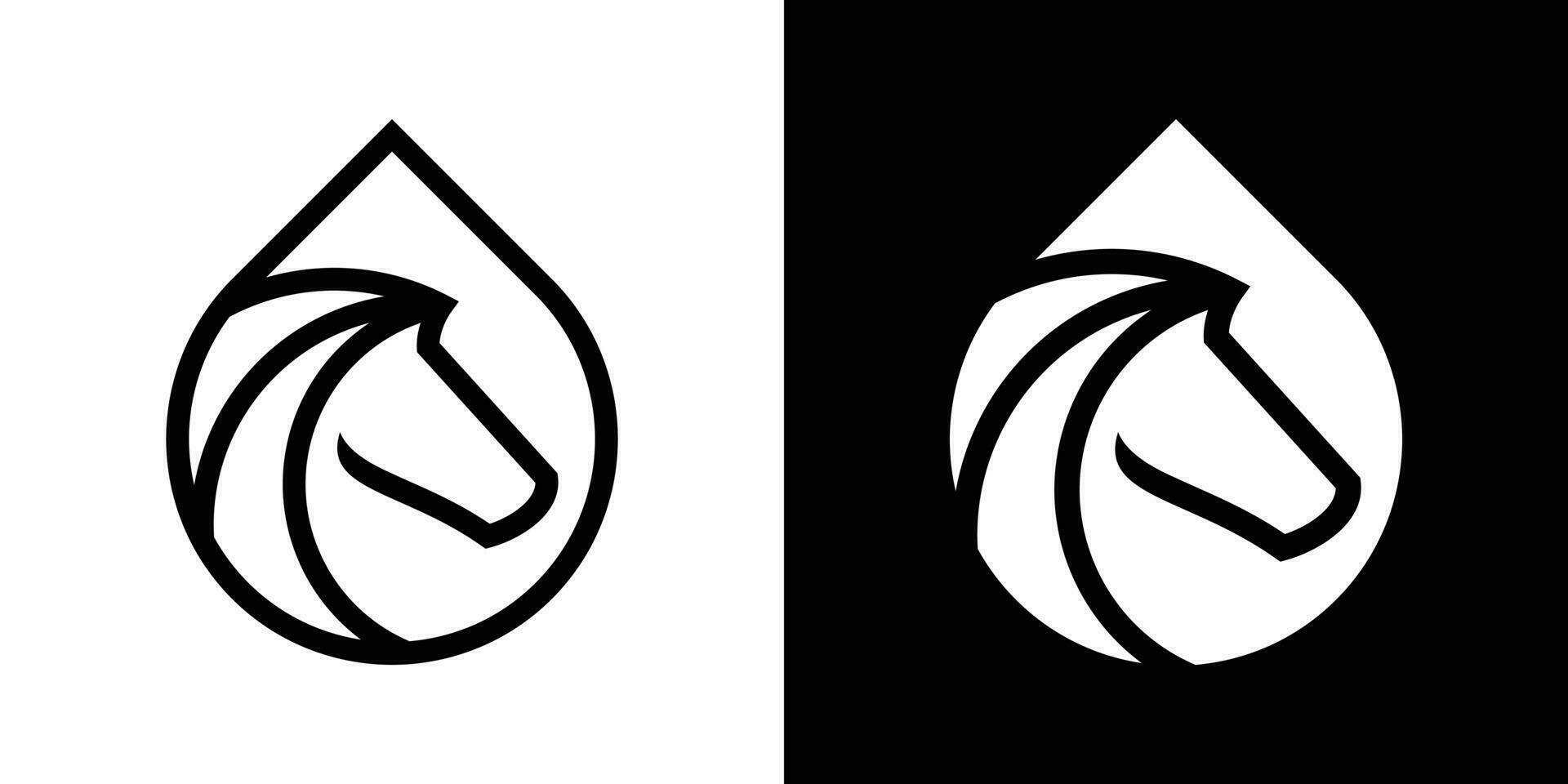 logo ontwerp water en paard icoon minimalistische vector inspiratie