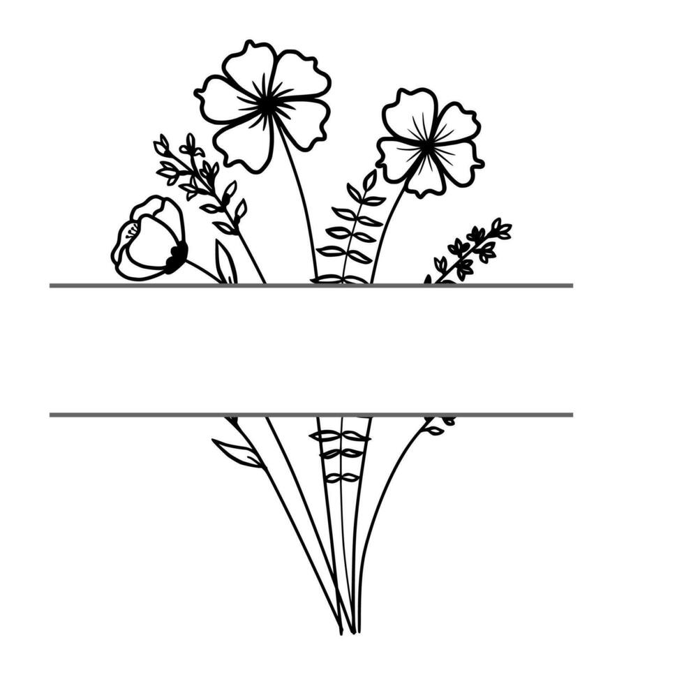 spleet bloem boeket met blanco banier vector