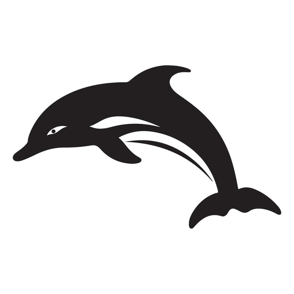 een zwart silhouet dolfijn dier vector