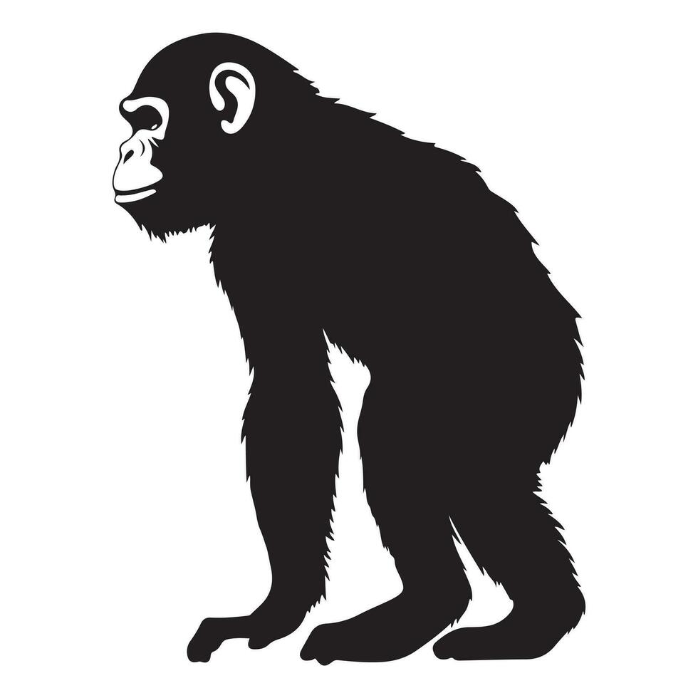 een zwart silhouet chimpansee dier vector