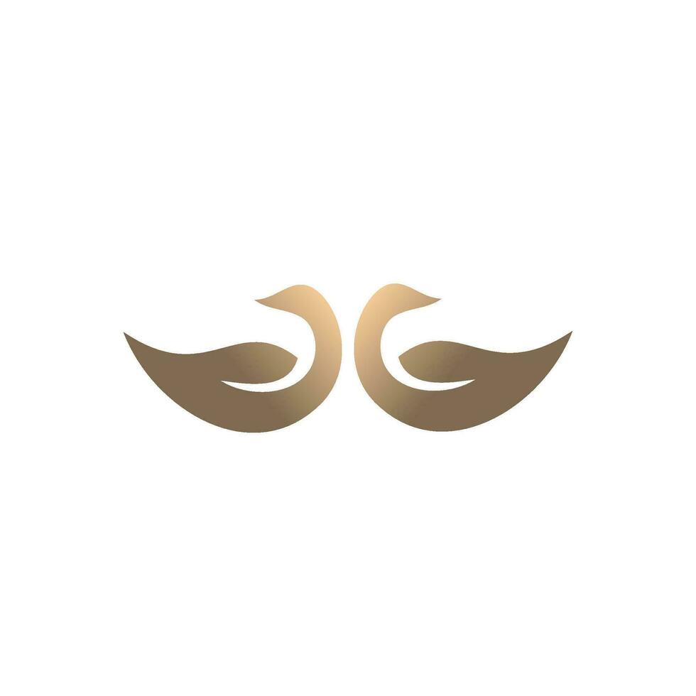 gouden bladeren eend helling logo ontwerp vector