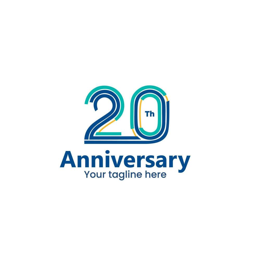 20 jaar verjaardag logo ontwerp. gemakkelijk lijn aantal voor viering. minimalistische digitaal streep vector