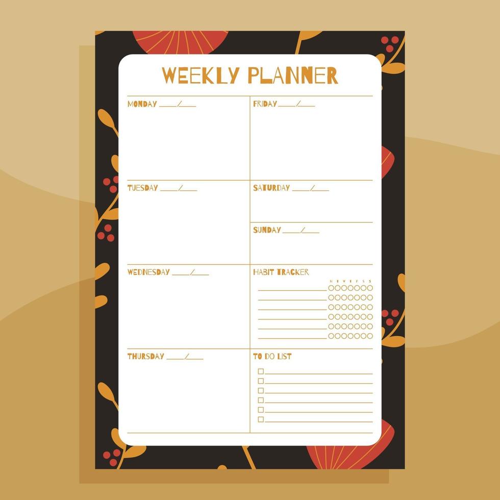 afdrukbaar weekplannerconcept vector