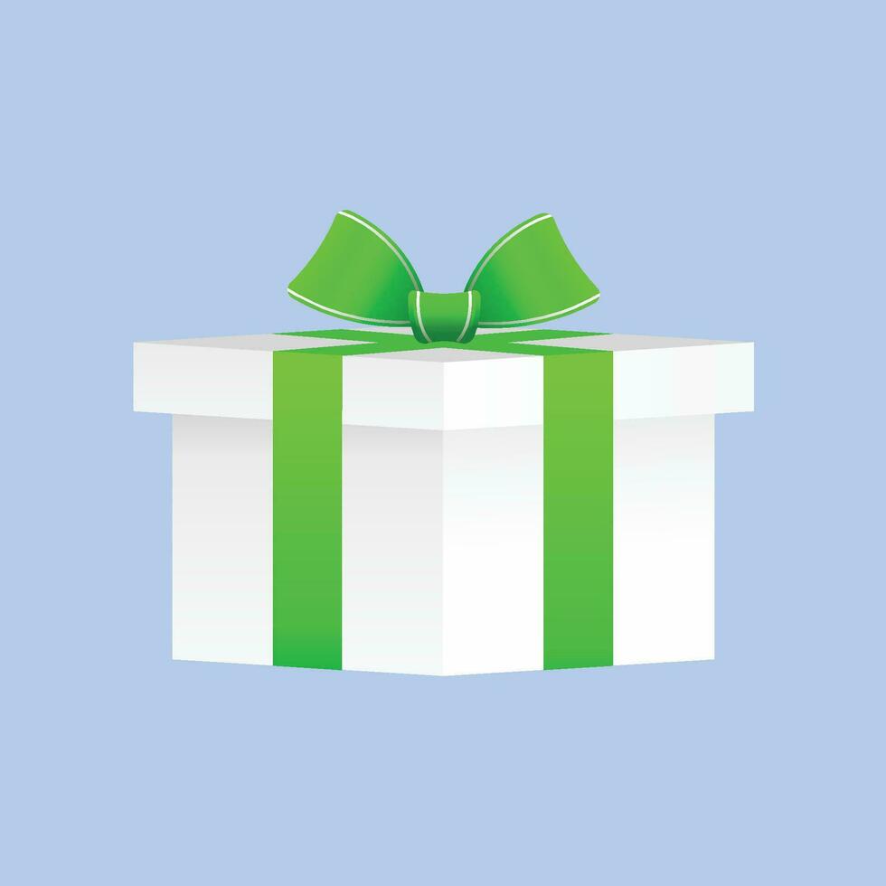 vector wit geschenk doos met groen boog geïsoleerd