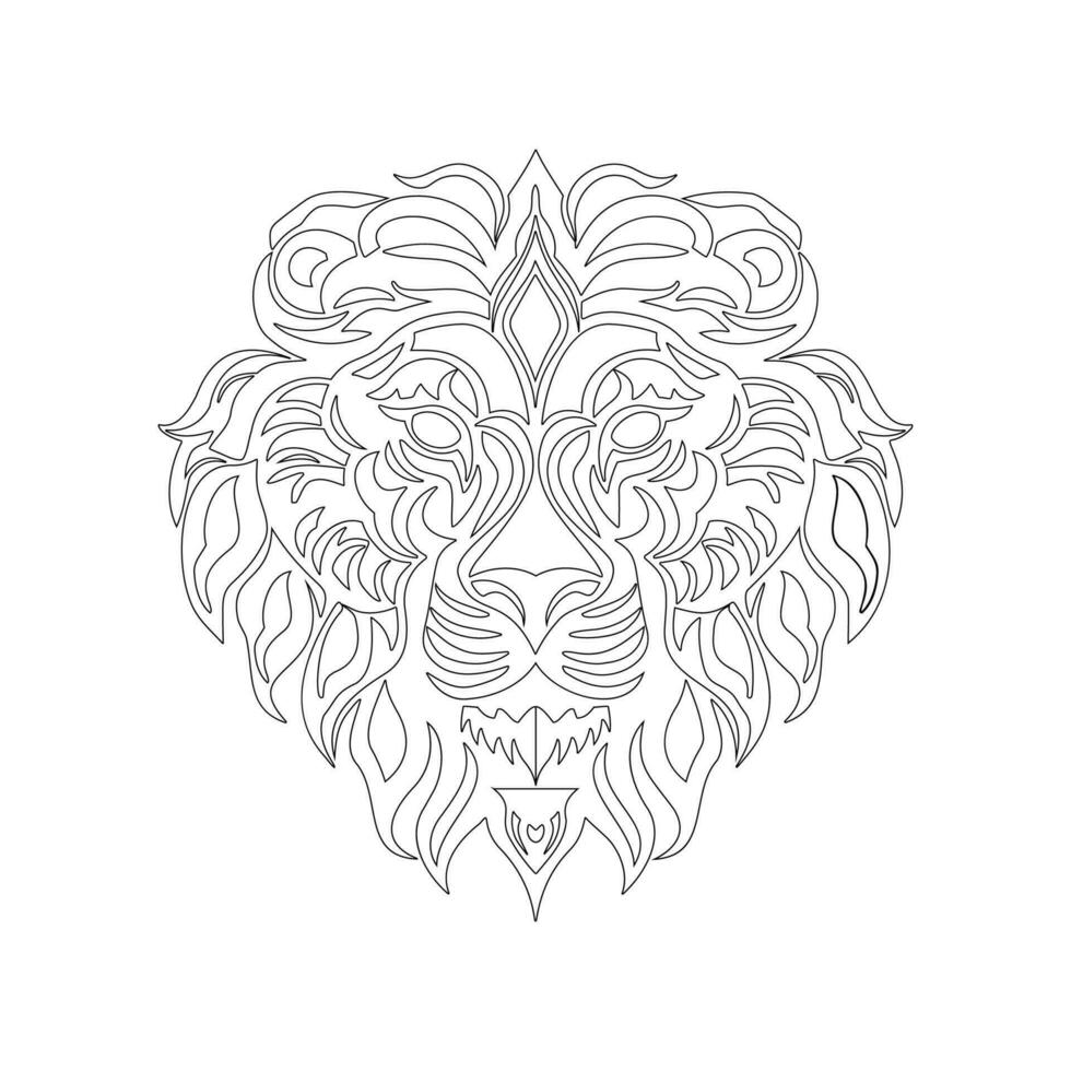 zwart schets tijger of leeuw hoofd met Aan wit achtergrond, kleur boek stijl vector