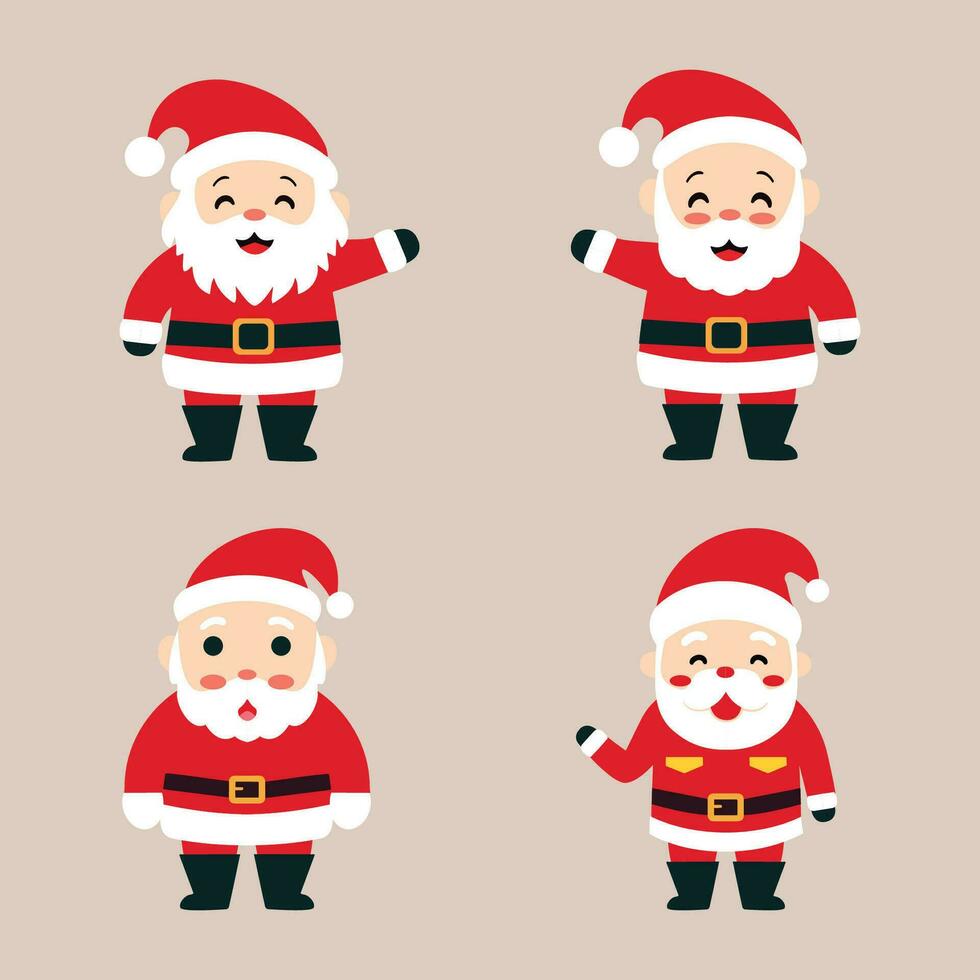 reeks van grappig de kerstman claus met verschillend emotie vakantie pet naar Kerstmis illustratie vector