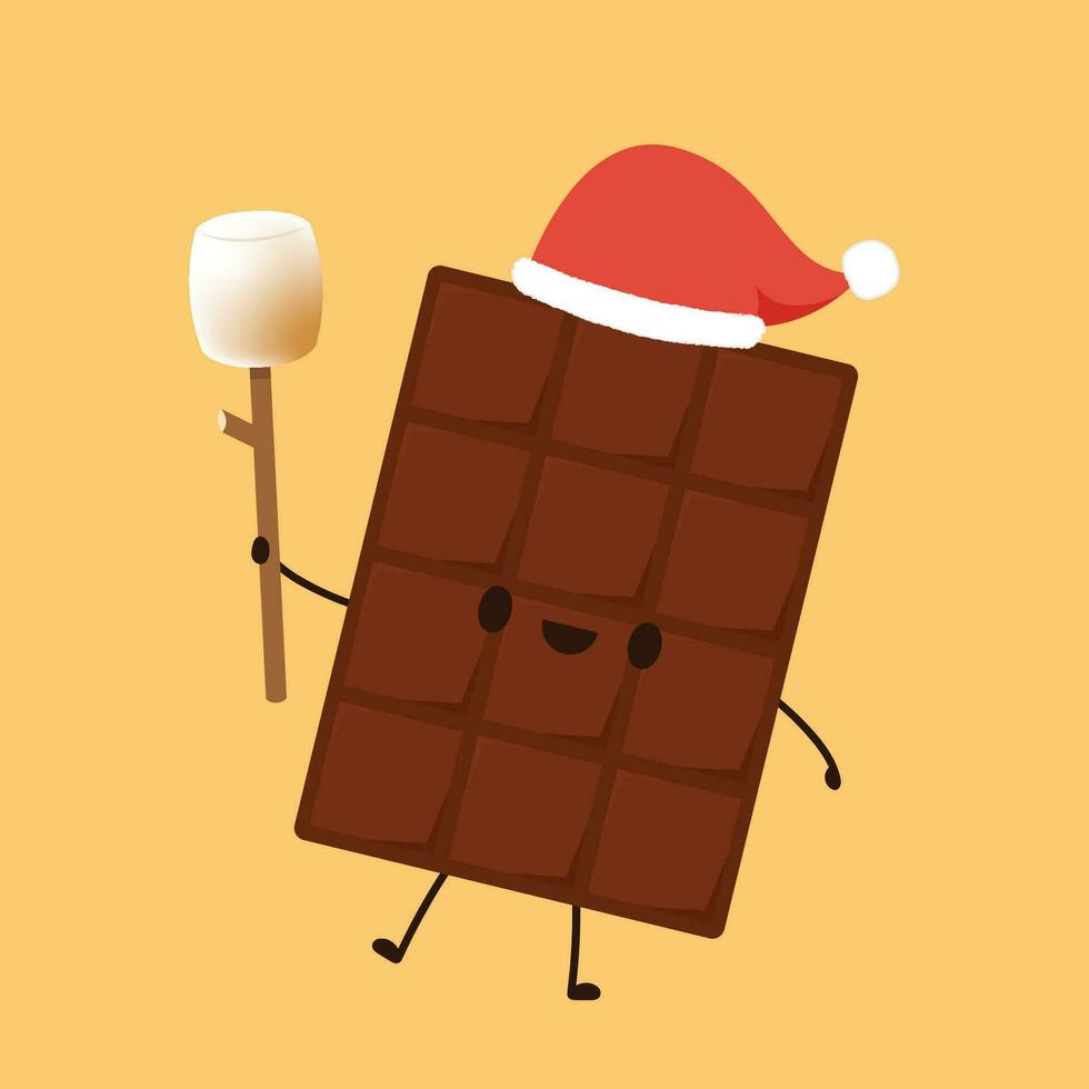 schattig en grappig chocola bar karakter. chocola mascotte. hart vector. vector