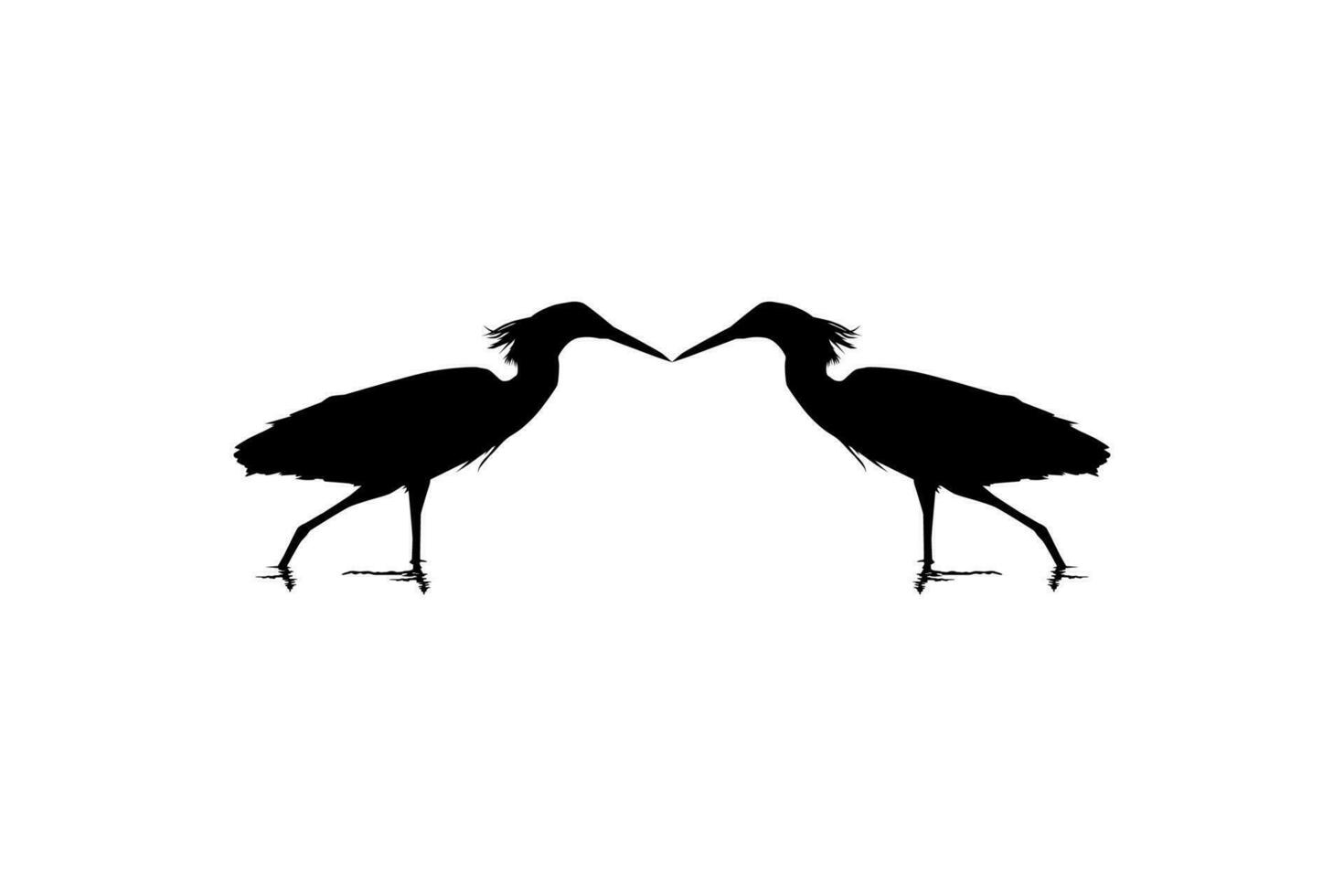 paar- van de zwart reiger vogel, egretta ardesica, ook bekend net zo de zwart zilverreiger silhouet voor kunst illustratie, logo, pictogram, website, of grafisch ontwerp element. vector illustratie