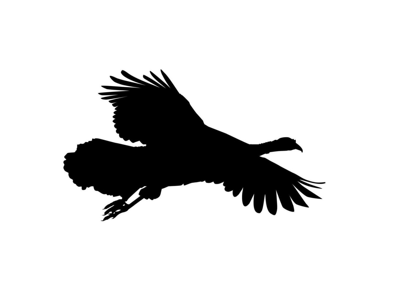 vliegend kalkoen silhouet voor kunst illustratie, pictogram of grafisch ontwerp element. de kalkoen is een groot vogel in de geslacht meleagris. vector illustratie