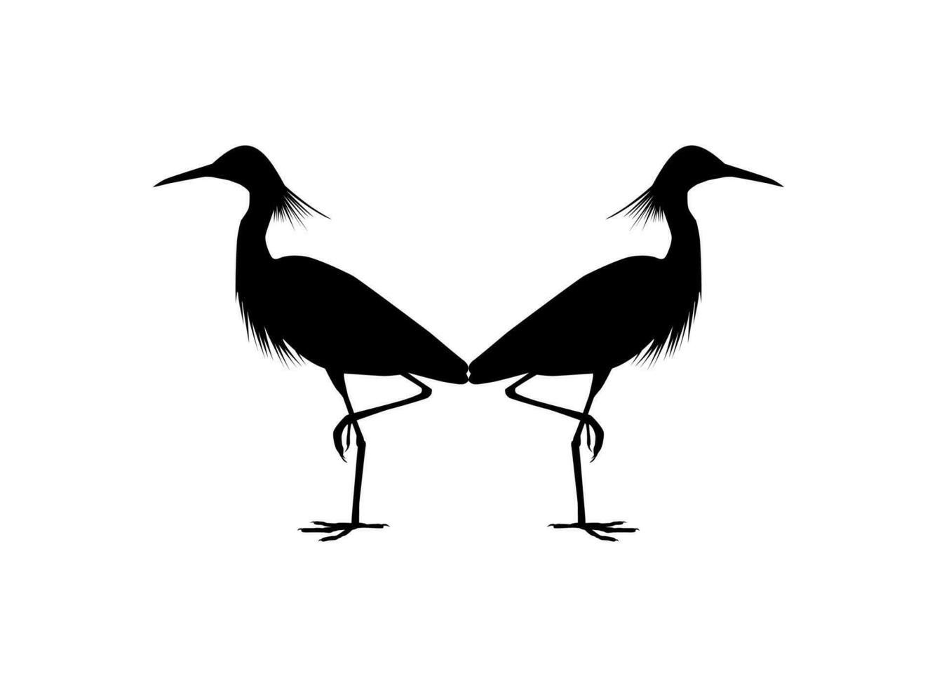 paar- van de zwart reiger vogel, egretta ardesica, ook bekend net zo de zwart zilverreiger silhouet voor kunst illustratie, logo, pictogram, website, of grafisch ontwerp element. vector illustratie