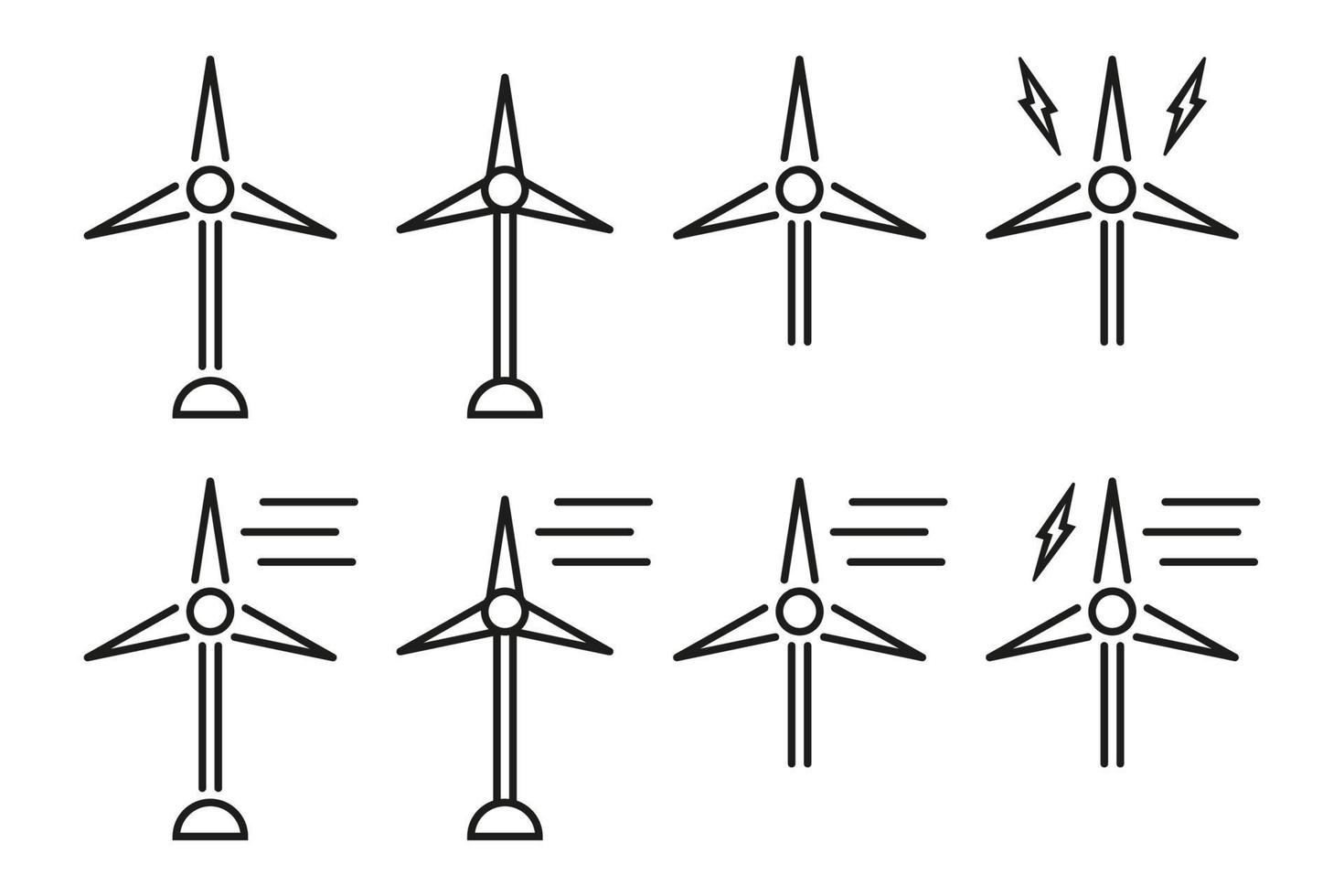 set van windmolen pictogrammen. vector illustratie