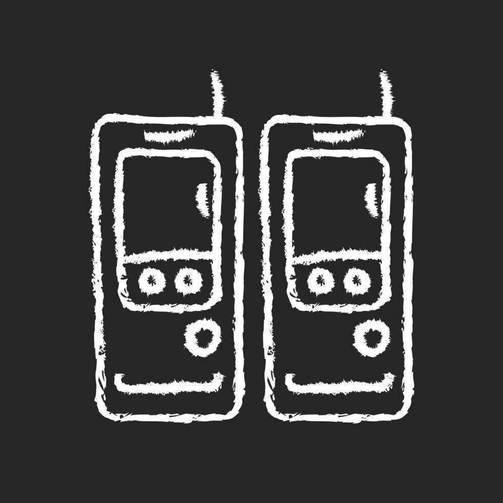 walkie-talkie krijt wit pictogram op donkere achtergrond vector