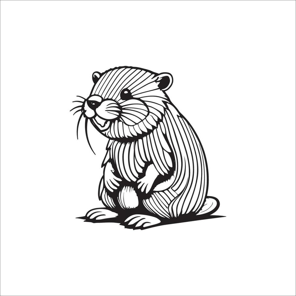 bever tekenfilm kleur bladzijde illustratie vector voor kinderen kleur boek