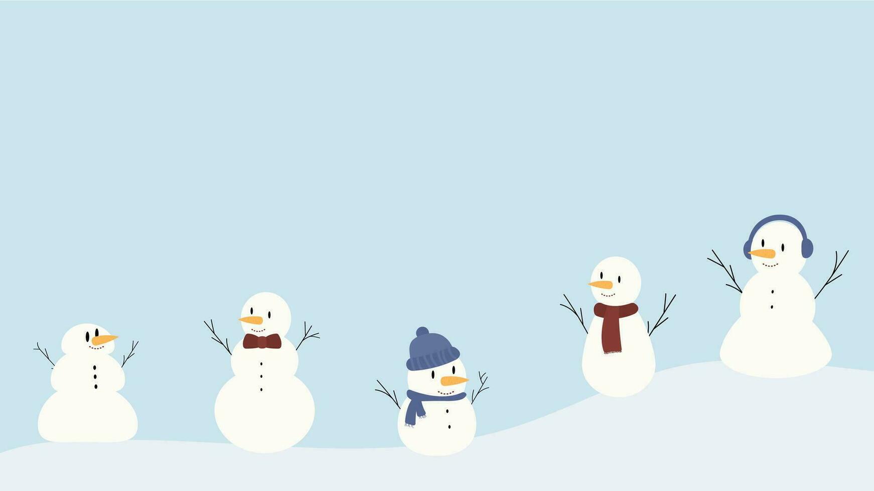 reeks van sneeuwmannen in een sjaal en hoed. gelukkig winter vakantie concept. geïsoleerd Aan blauw achtergrond vector