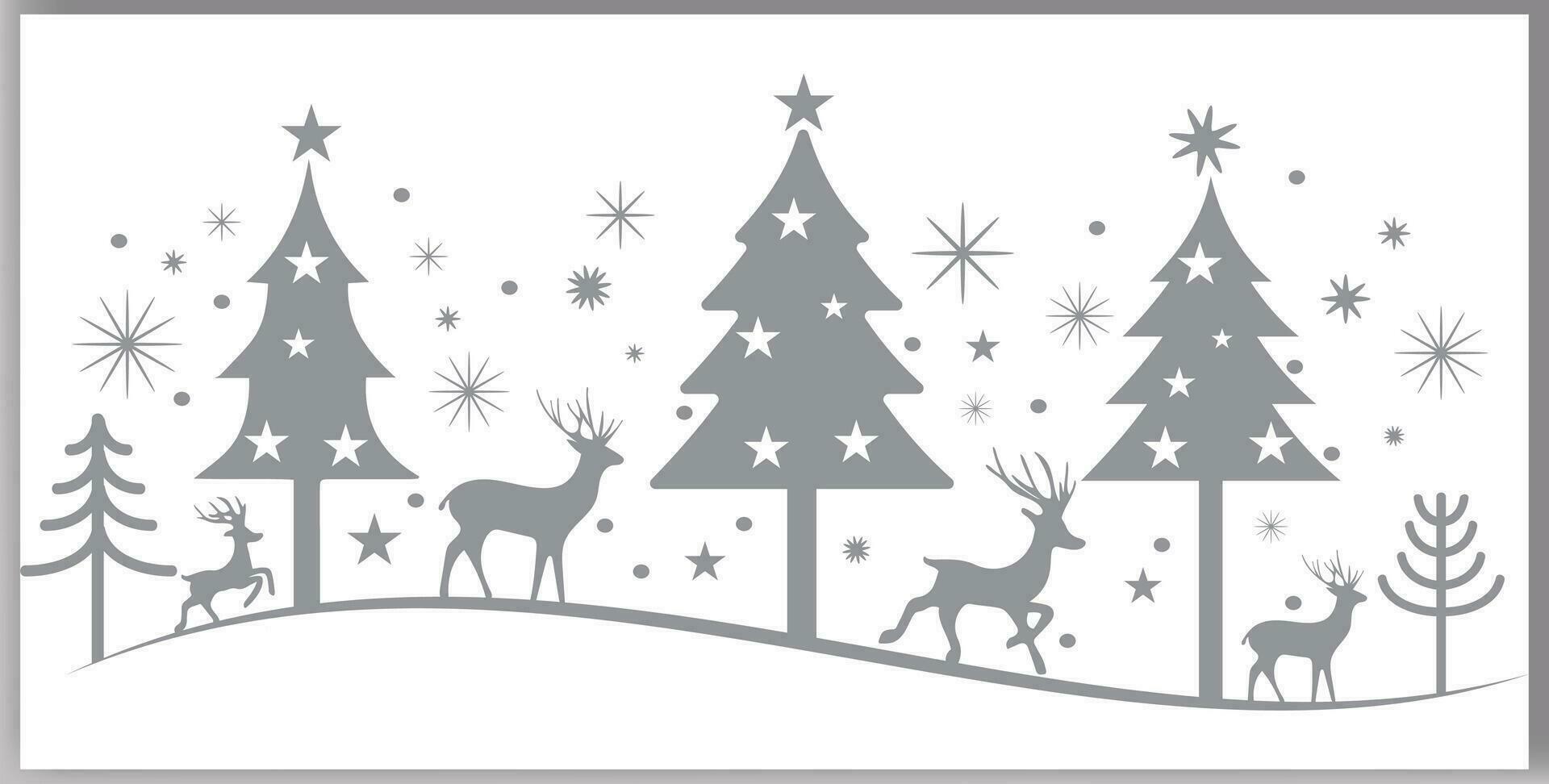 Kerstmis bomen rendier en sterren in verschillend ontwerp vector