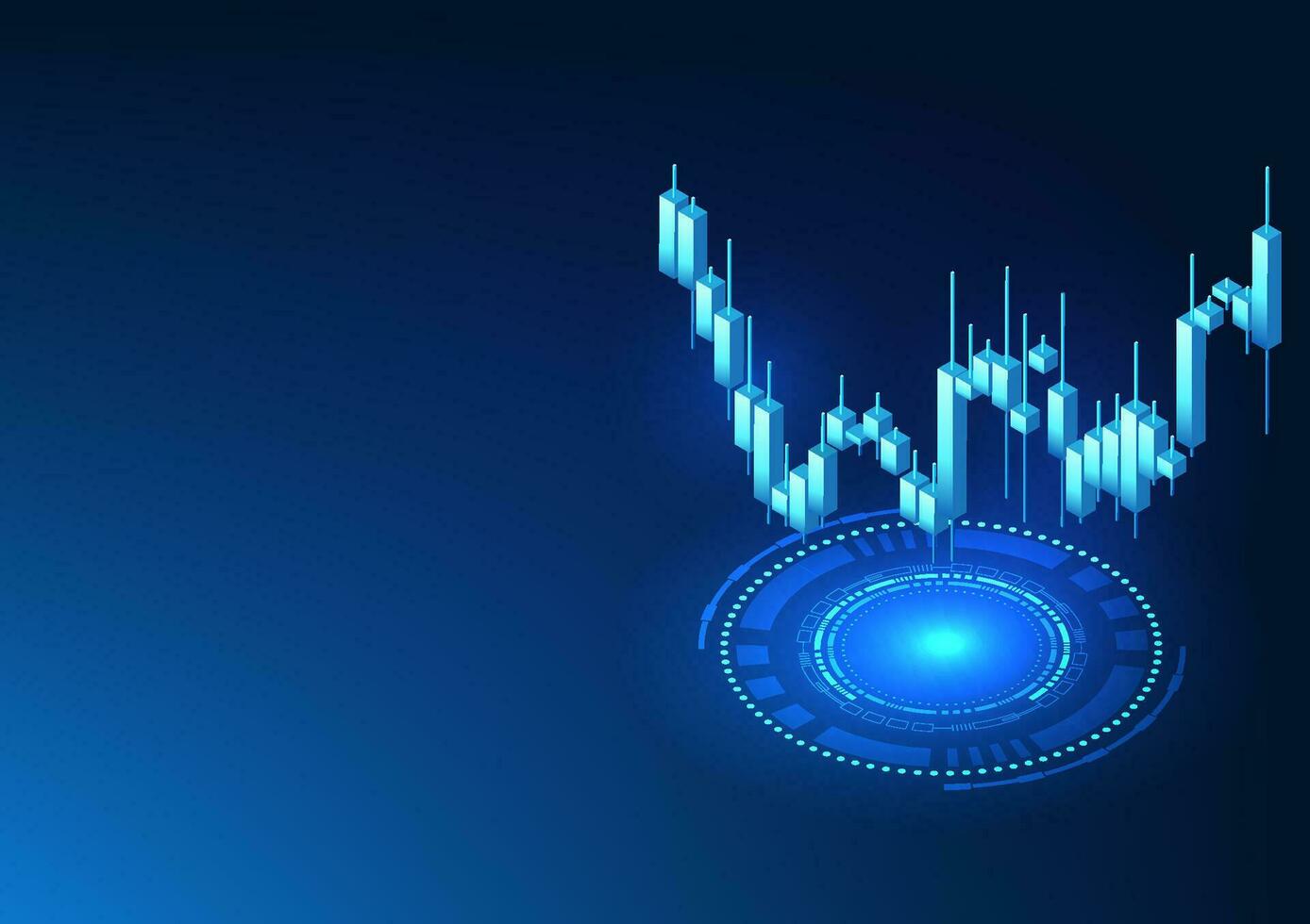 technologie dat wordt weergegeven voorraad grafieken kandelaar grafieken dat tonen voorraad markt prijzen. het is een financieel markt dat investeerders Leuk vinden naar investeren in en tonen de groei van bedrijven. vector