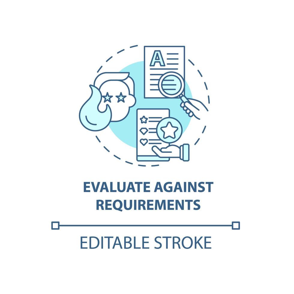 evalueren tegen vereisten concept icoon vector