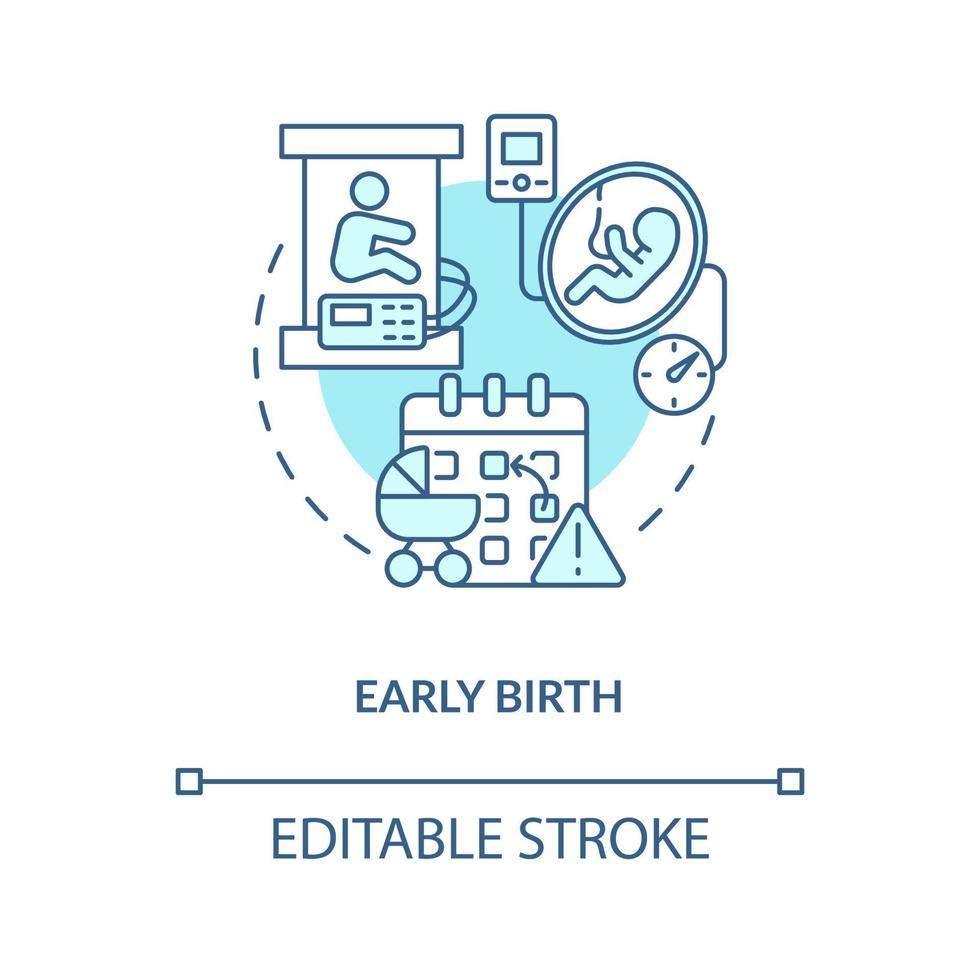 vroege geboorte blauw concept icoon vector