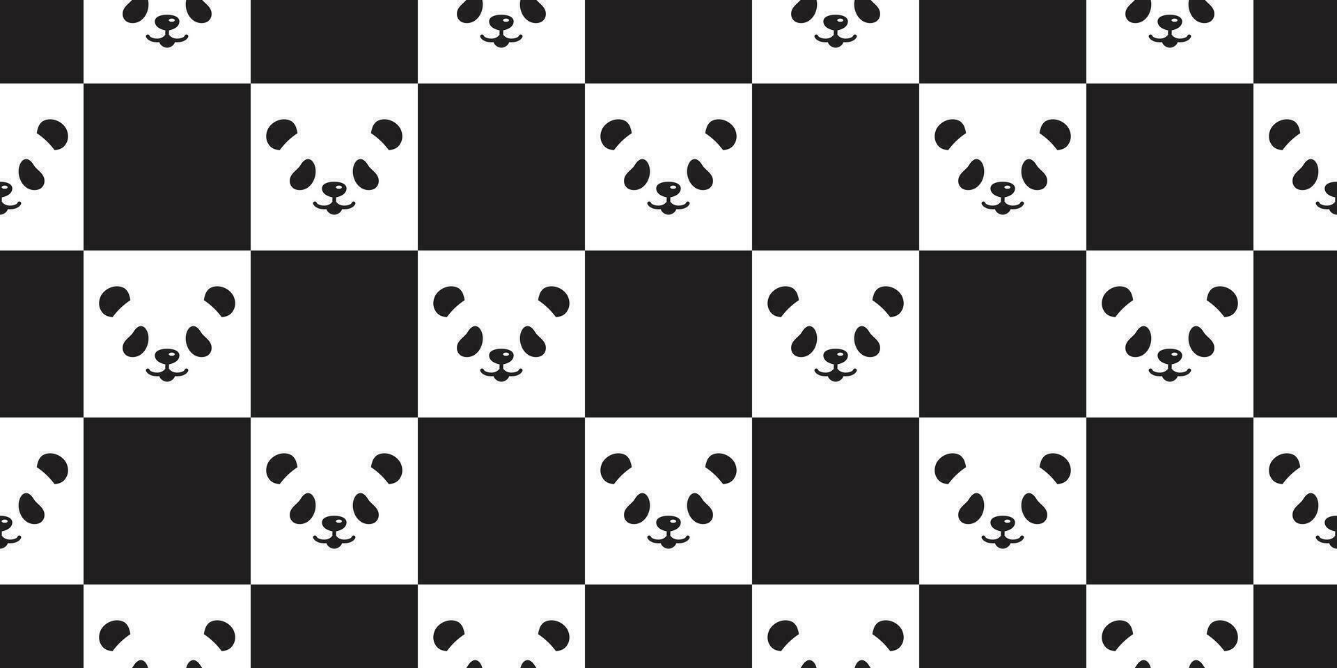 beer naadloos patroon panda polair beer hoofd vector gecontroleerd sjaal geïsoleerd teddy tekenfilm herhaling achtergrond tegel behang illustratie tekening ontwerp